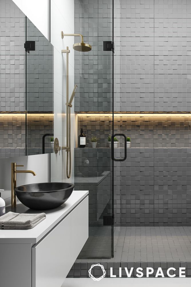 3d grey bathroom tiles design