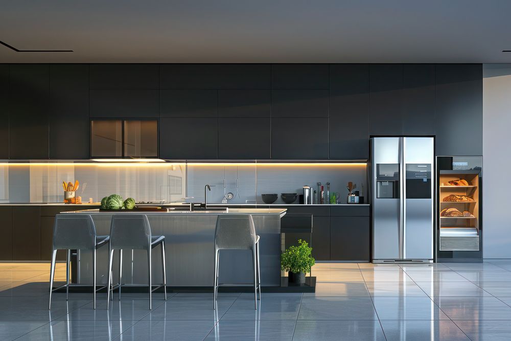 contemporary modular kitchen with smart technology