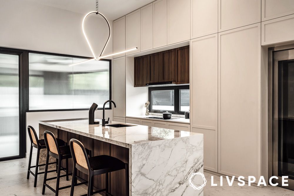 modern lighting options for kitchen with sintered stone kitchen island