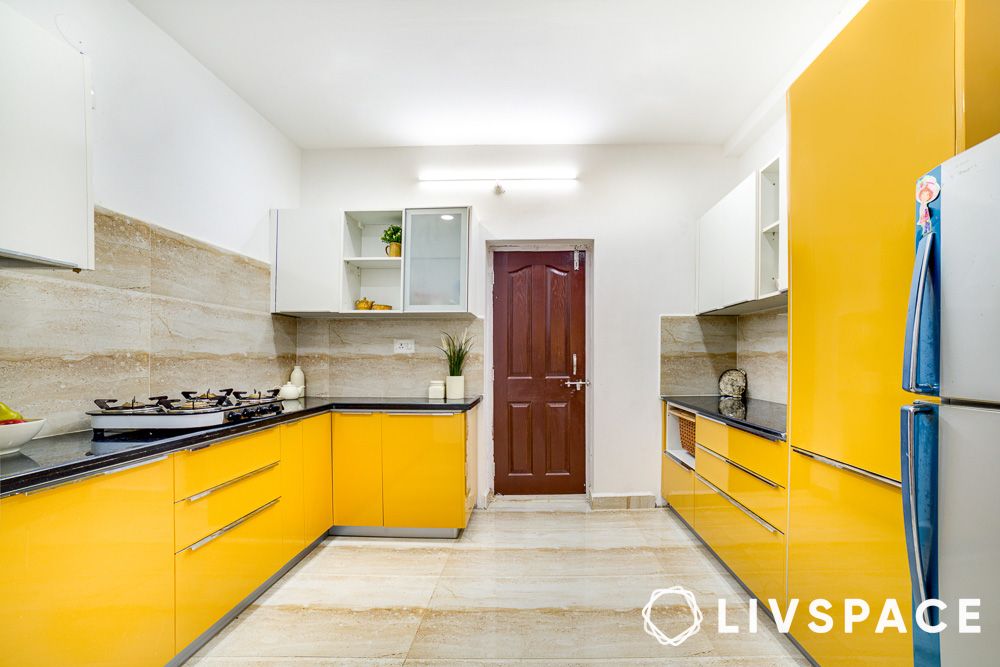 yellow glossy cabinets