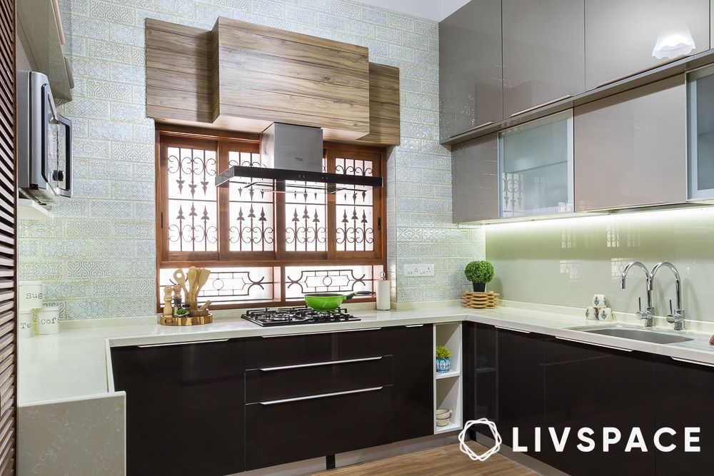 modern kitchen with wood