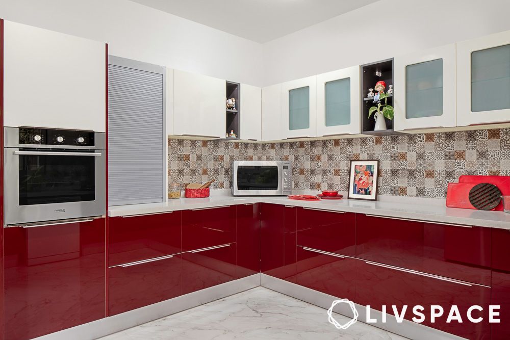 red u shaped kitchen