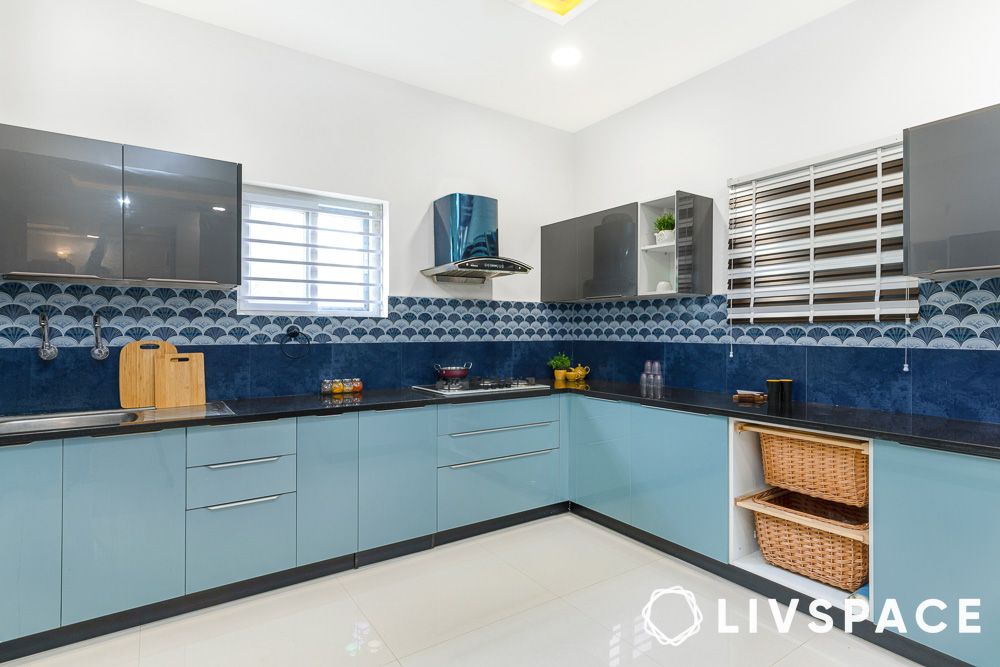kitchen in shades of blue