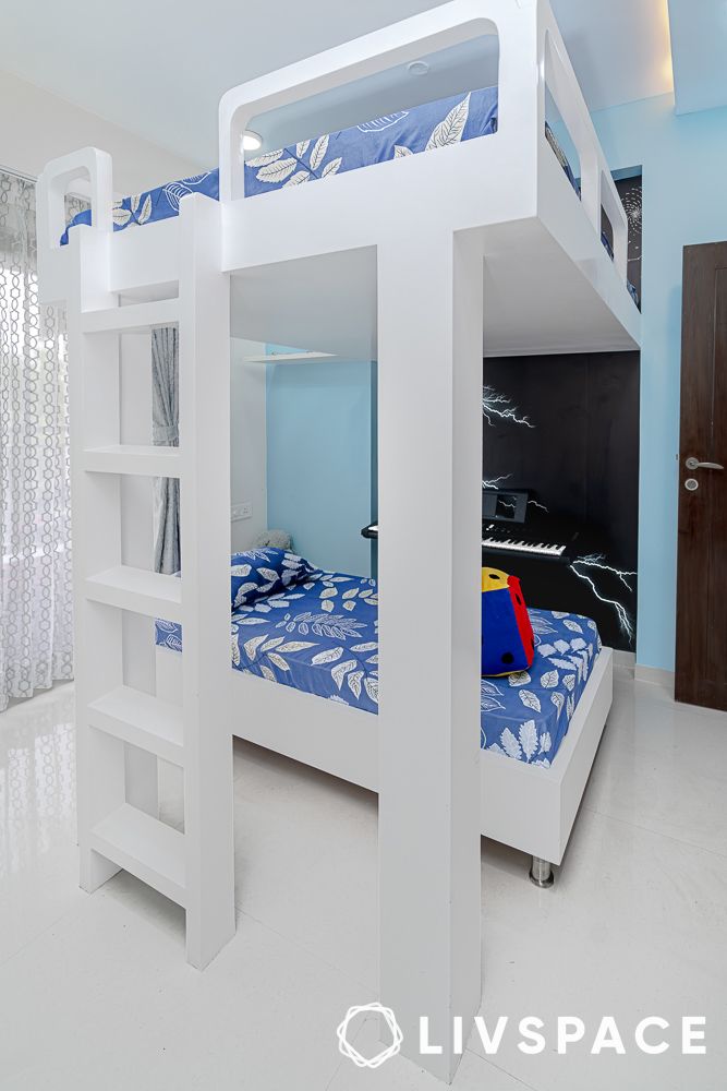 space saving bunk bed design in white