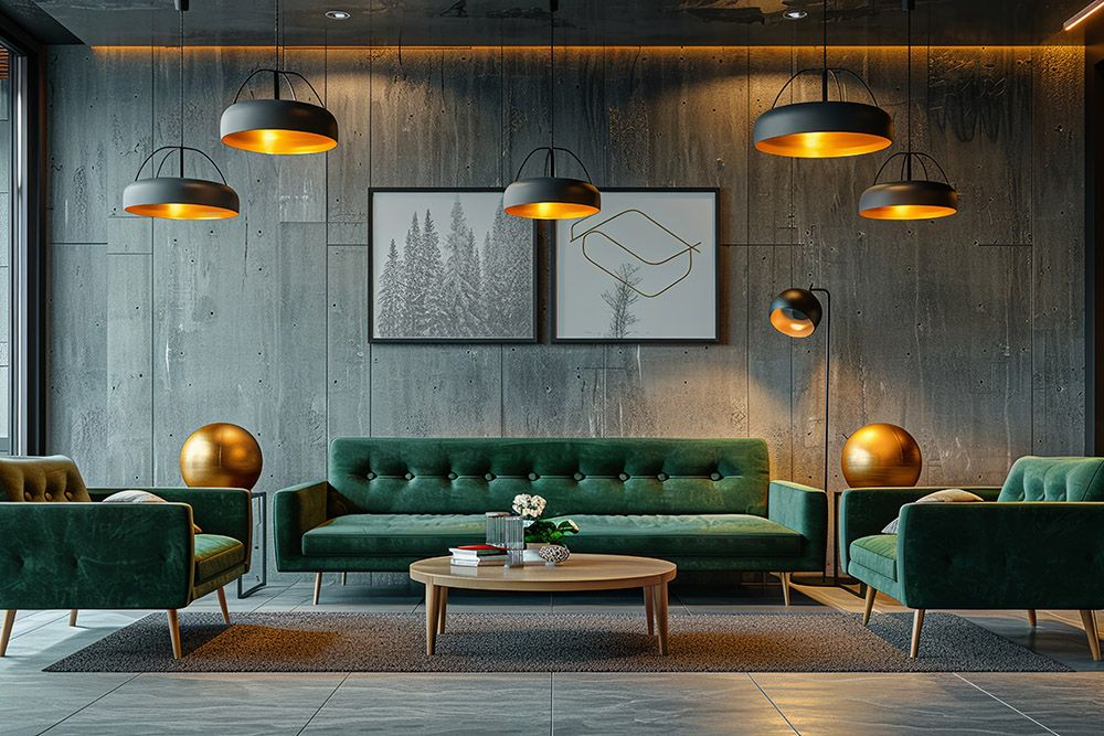 distressed-gray-walls-and-sage-green-sofa-in-a-living-room