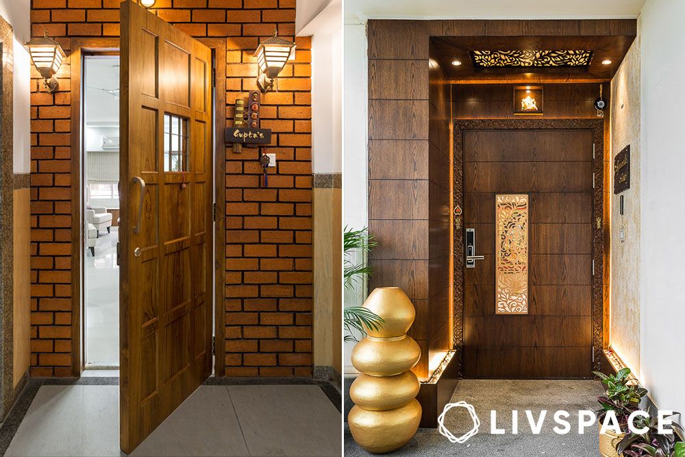 Natural main door veneer design