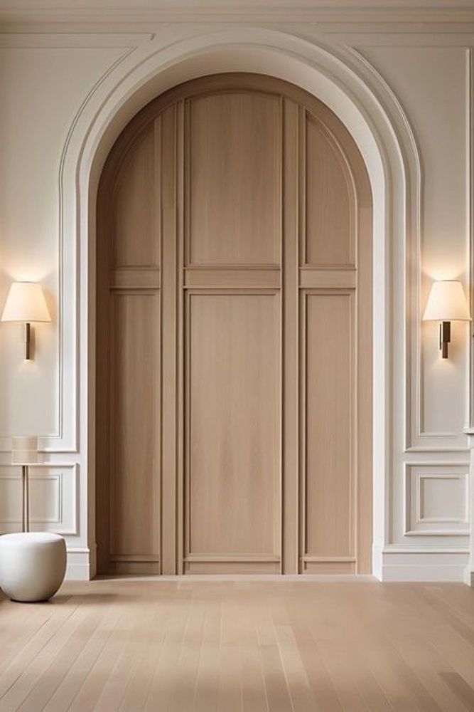 bedroom veneer Arched door design in a lighter shade
