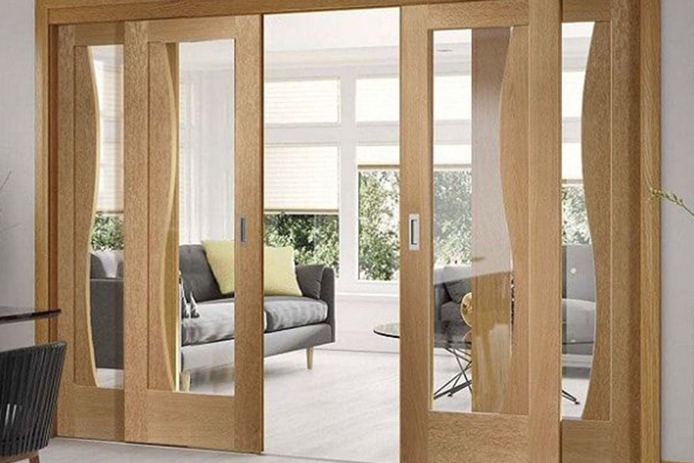 Sliding veneer double door design