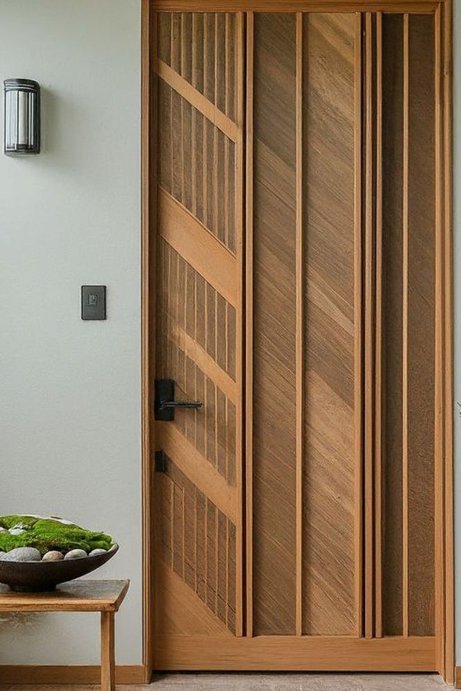 Textured bedroom veneer door design