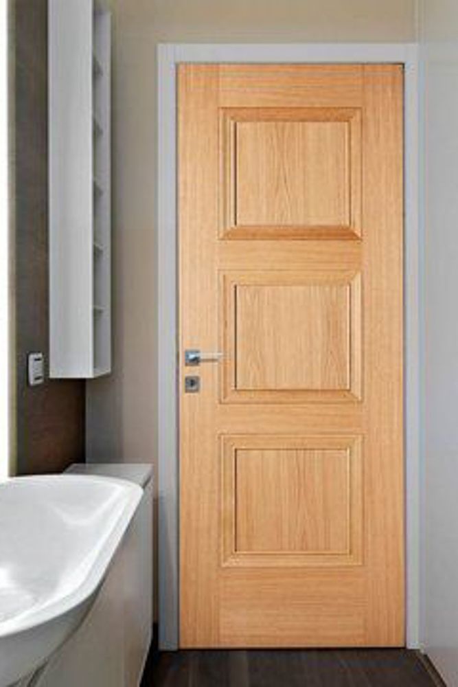 Quarter Cut modern veneer door design in a bathroom