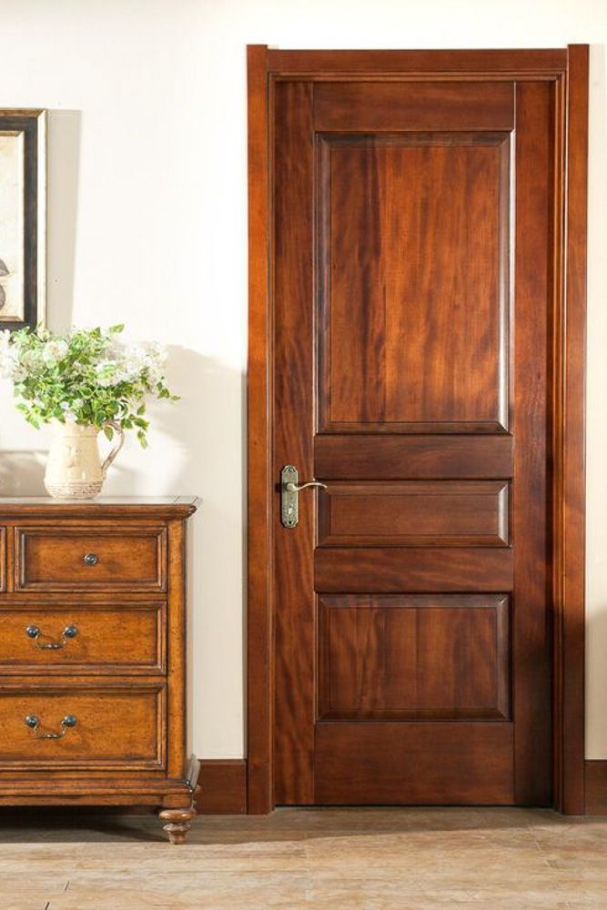 Recon veneer bedroom door design in a darker shade