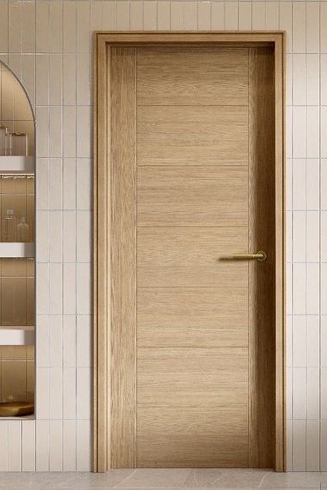 Recon veneer bedroom door design in a lighter shade