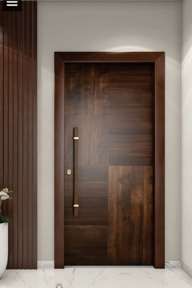 Engineered veneer dark door design