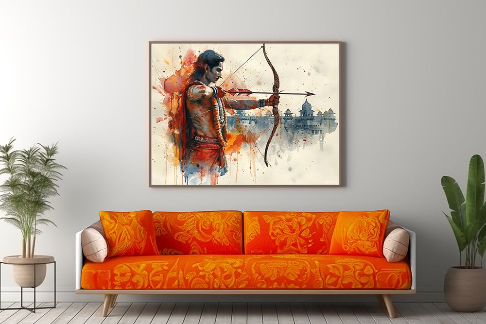 dussehra decoration ideas for home with framed wall art of Lord Ram