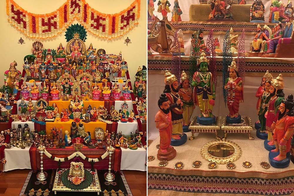 dussehra decoration ideas for home with bomma golu or kolu or koluvu