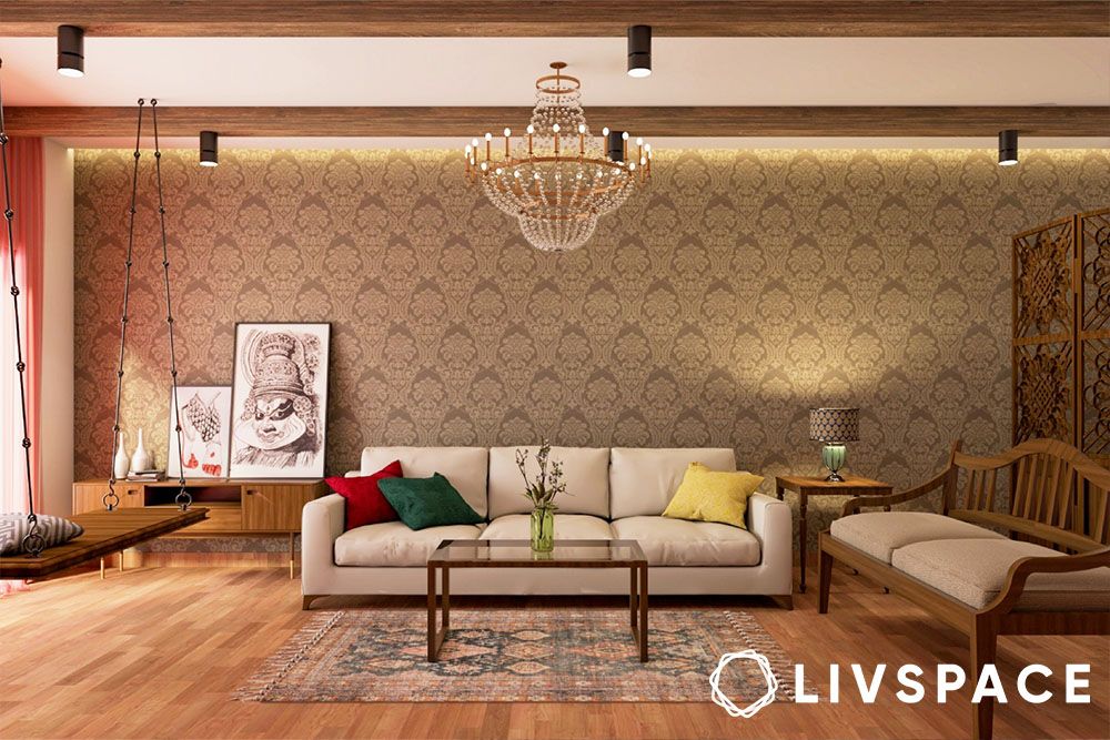 dussehra decoration idea with golden indian traditional motifs wallpaper