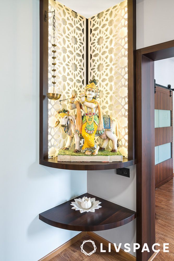 corner pooja unit design in indian style