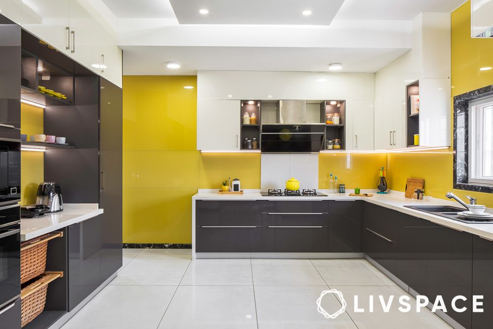 modular kitchen design idea in yellow