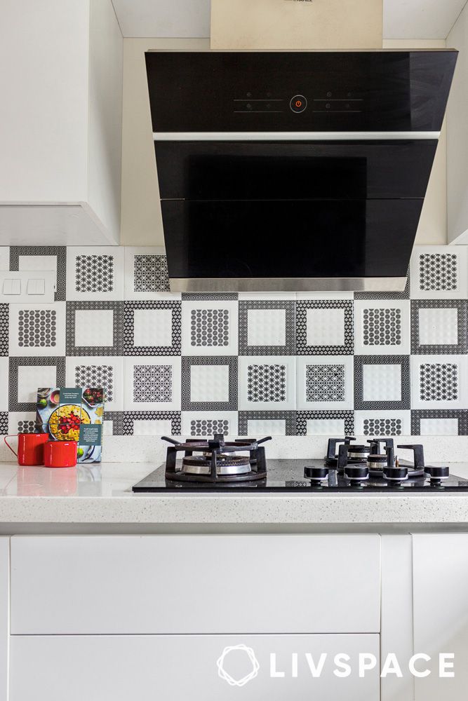 bnw backsplash tile idea for modular kitchen design in bangalore