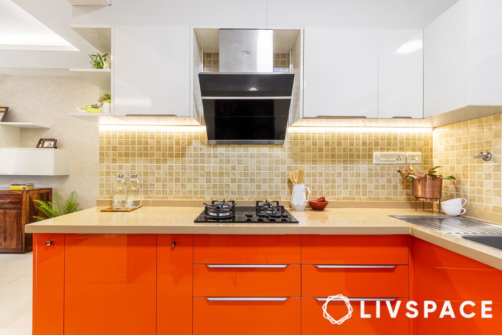 orange cabinet modular kitchen in bangalore