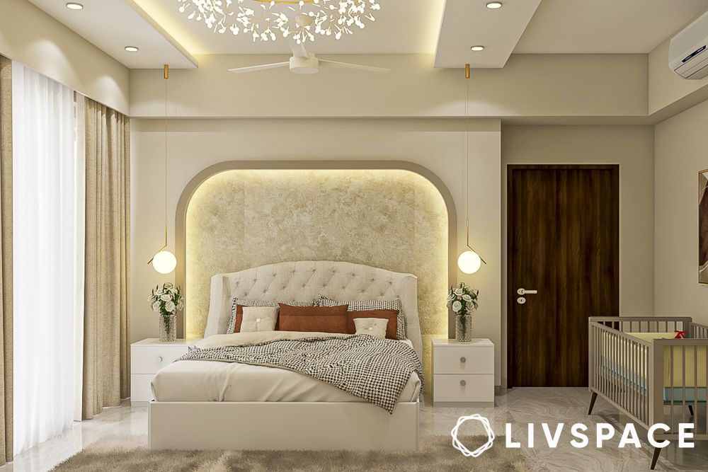 luxury interior design for bedroom in beige minimalism