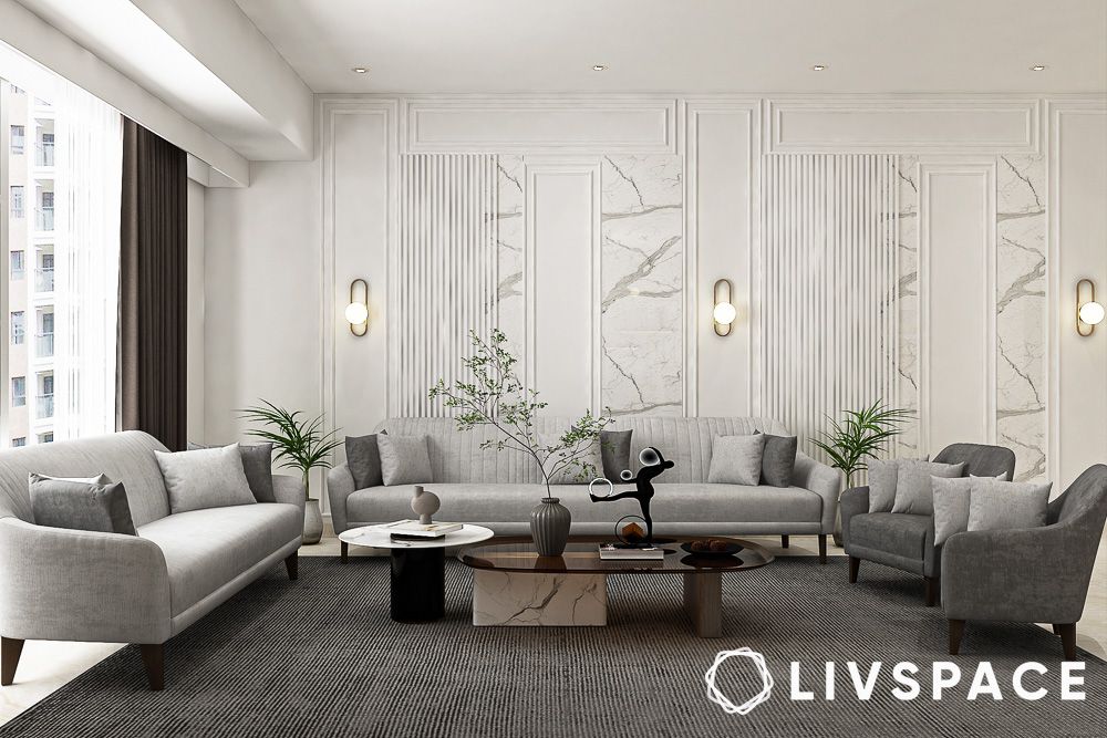 modern luxury modern living room design in monochrome minimalism