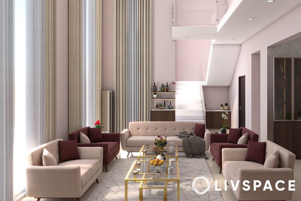 home design luxury living room in shades of pink