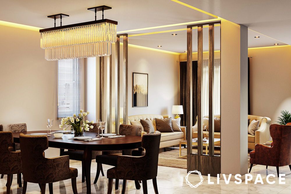 Mid century modern luxury interiors in a dining room