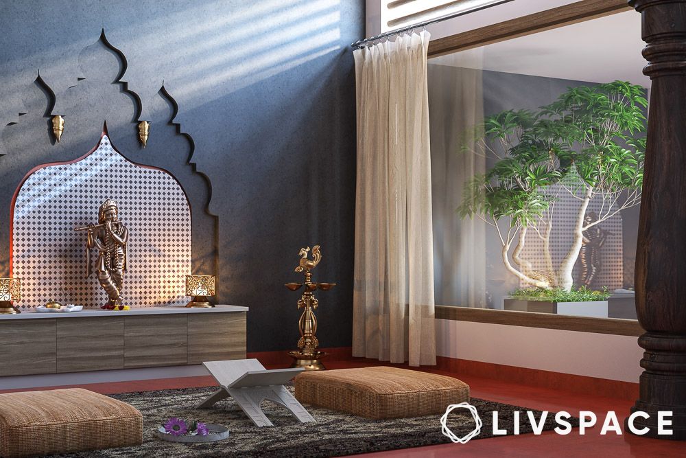 luxurious and traditional pooja room interior design