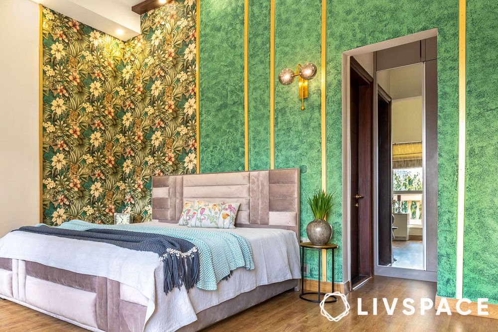 green textured wallpaper with floral prints and grass wallpaper for walls
