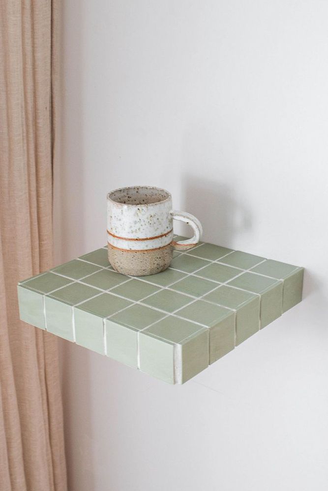 Ceramic tile floating shelf