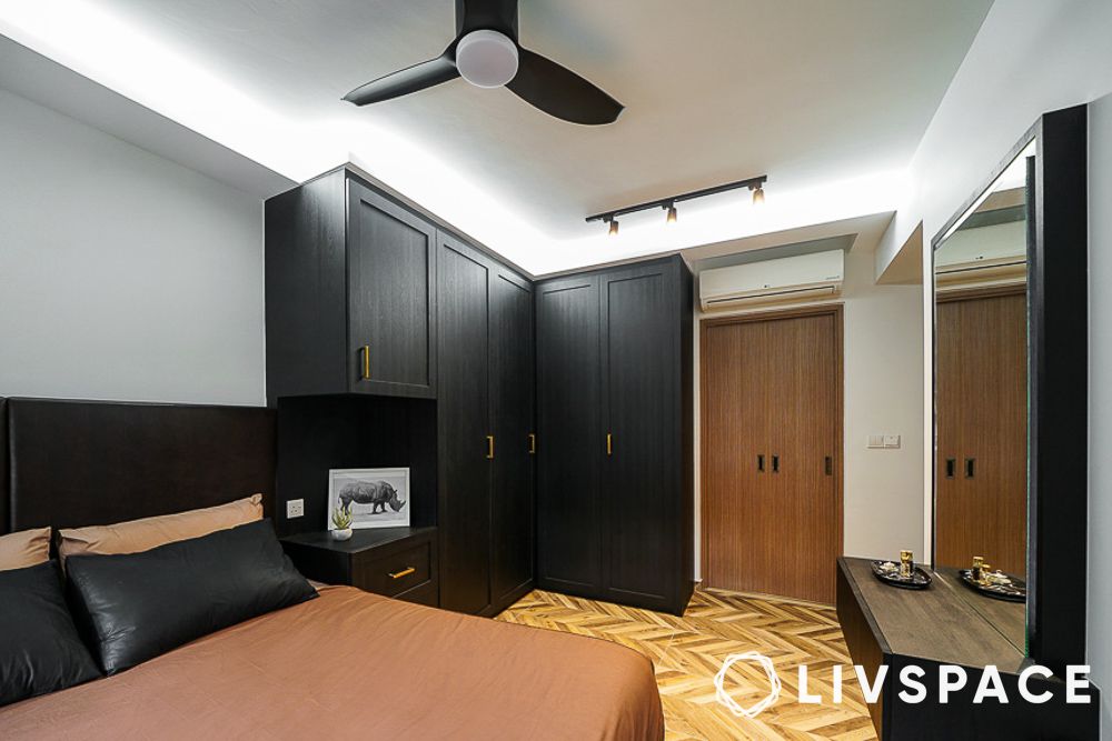 simple bedroom design with double duty furniture