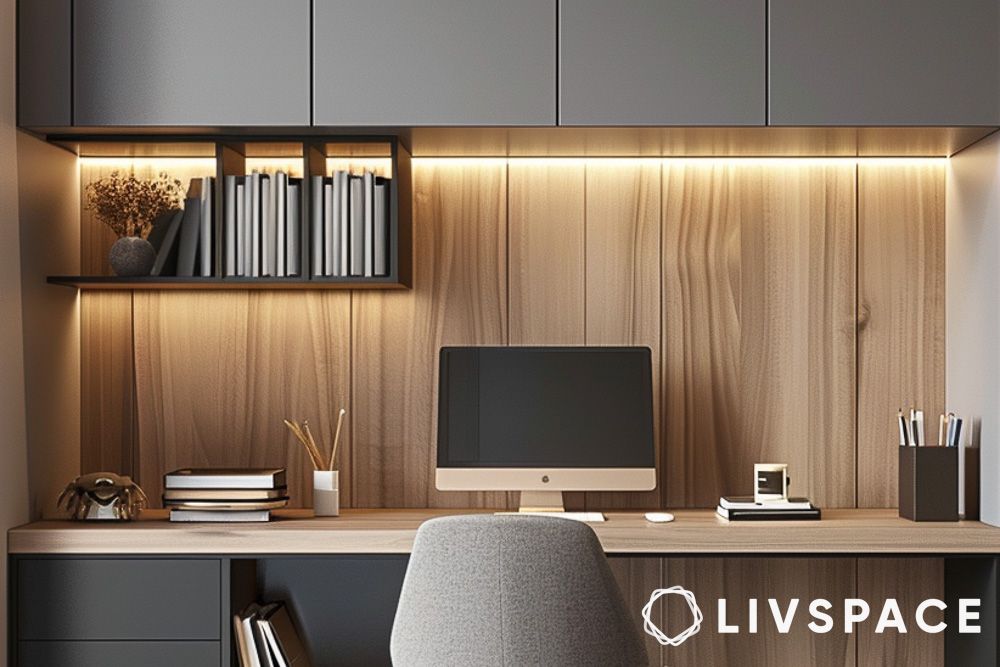 Task lighting design under a wall shelf in a study table