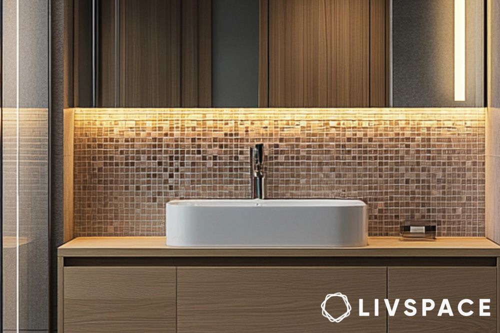 Task lighting design under a bathroom vanity wall cabinet