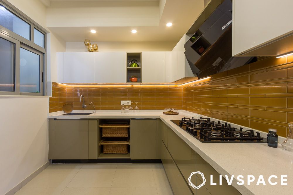 modular kitchen design with recessed lighting