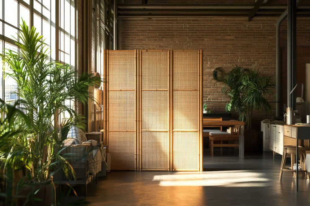 Bamboo living room partition design