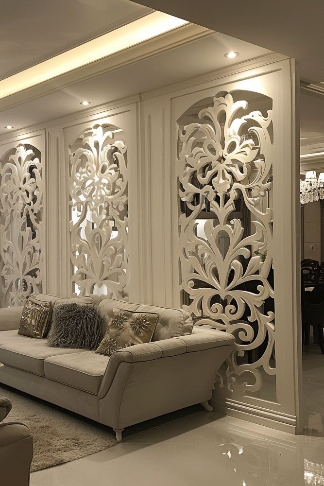 Living room partition ideas with gypsum board