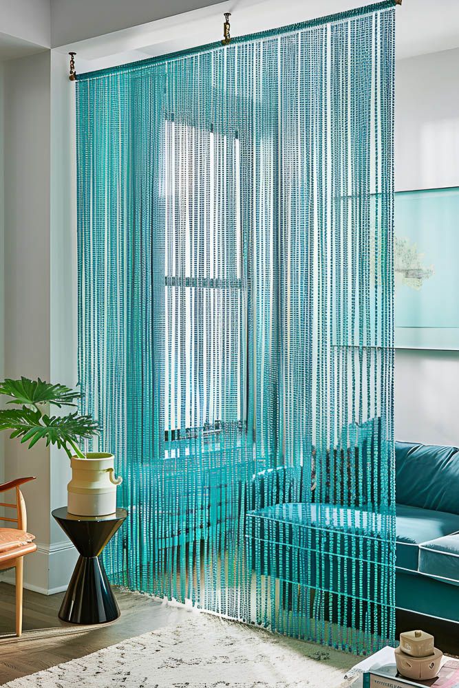 Living room divider ideas with beaded curtains