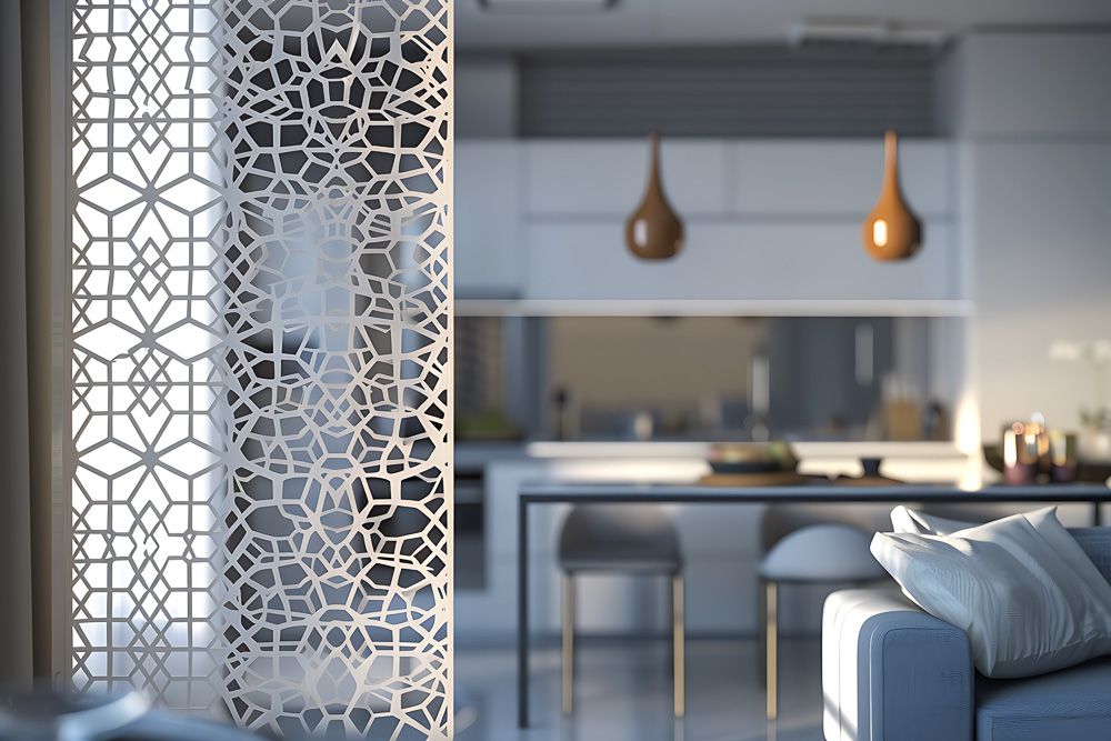 Laser cut geometric kitchen divider