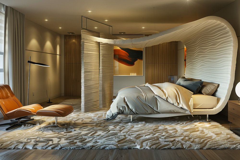 Bedroom divider ideas with a sculptural room divider