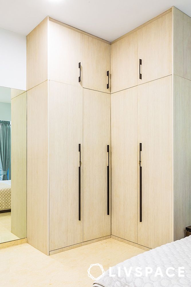 L shaped corner wooden wardrobe