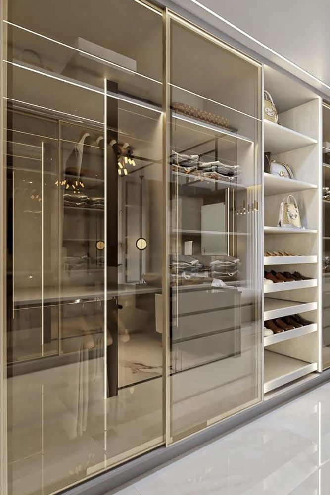 glass corner wardrobe design