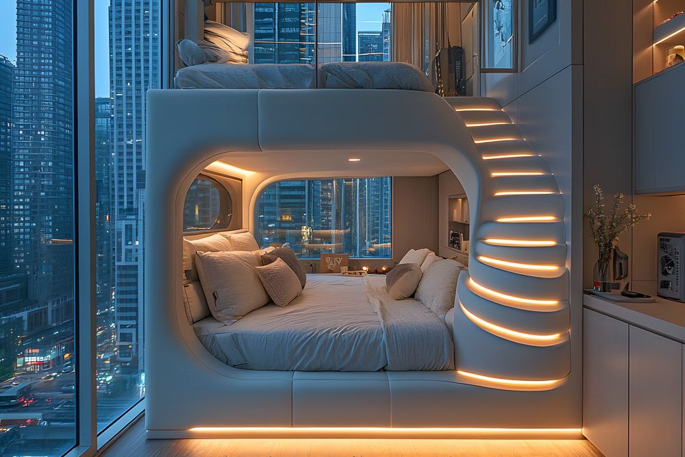 Futuristic duplex house steps design