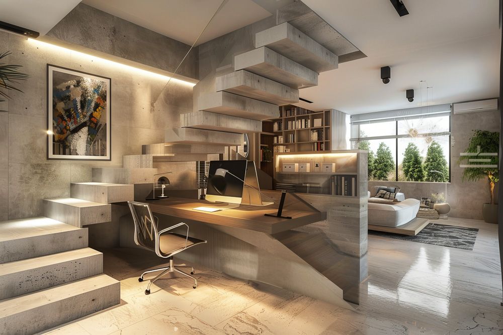 Concrete steps design for duplex house