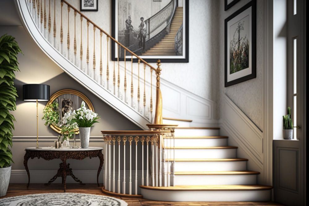 Victorian or vintage duplex house staircase