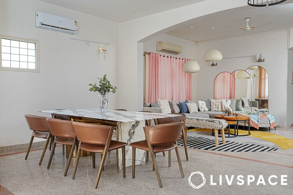 open plan living and dining room