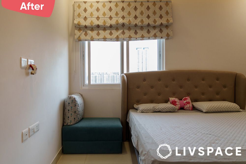 renovated bedroom in a 3BHK prestige tranquil apartment