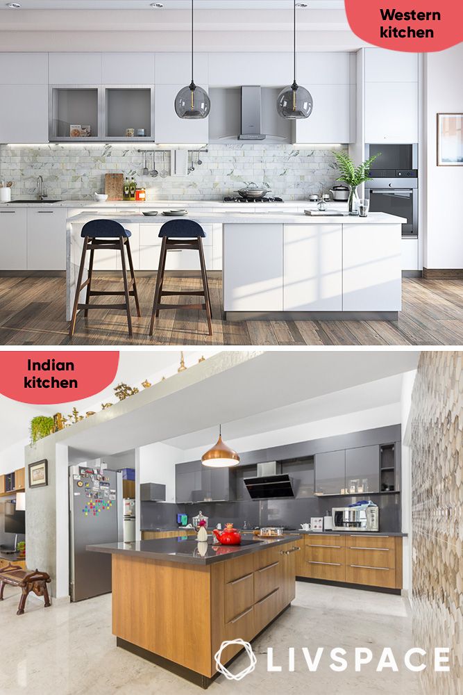 comparison between indian and western kitchen
