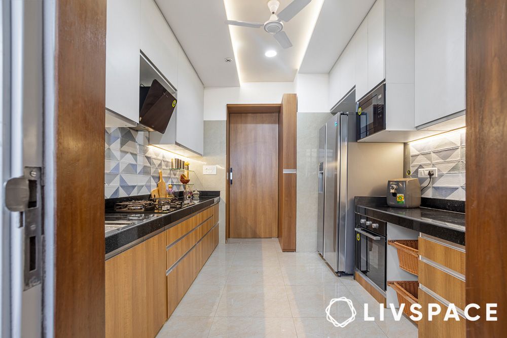 wooden kitchen designs in india with door