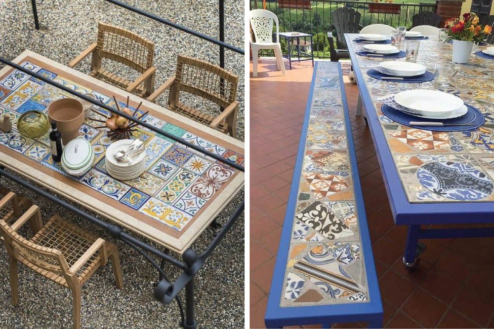modern dining table design with mosaic